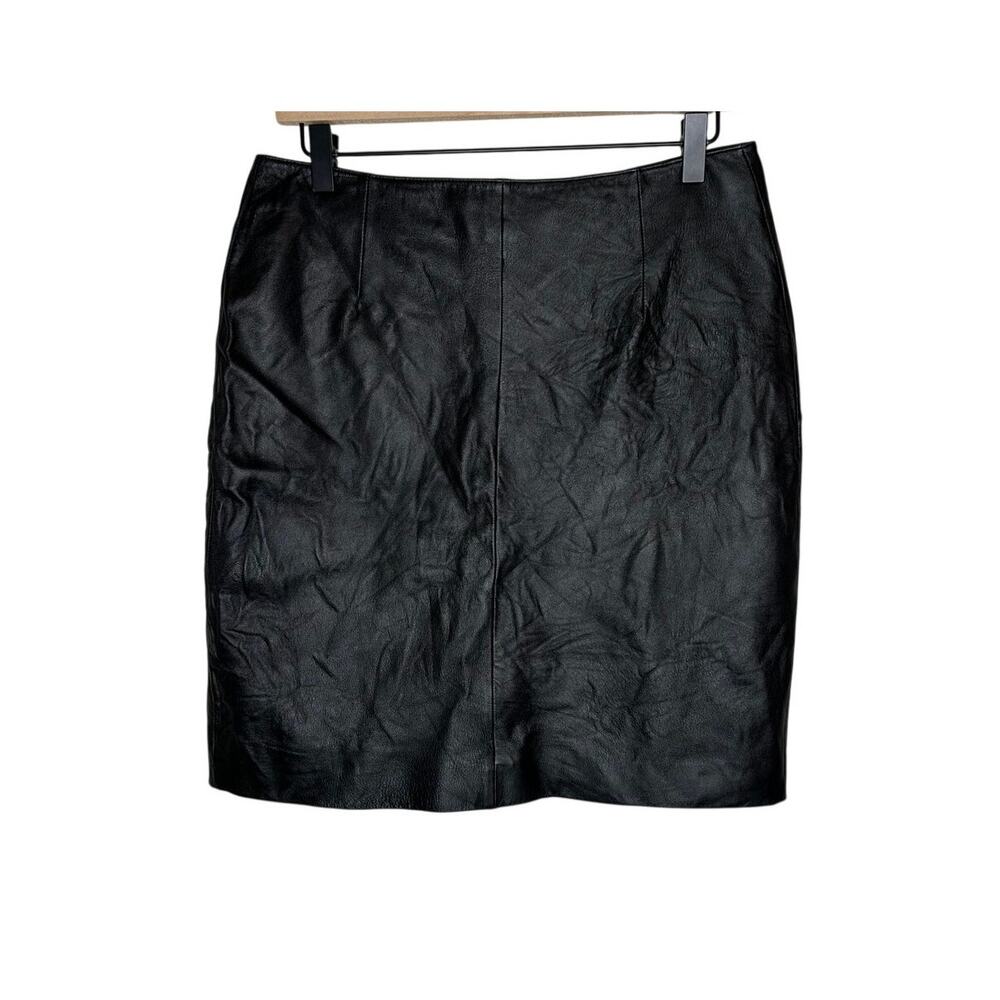 Venus Williams Wilsons Leather Mini Skirt Women 12 Vintage Black Red Satin Lined